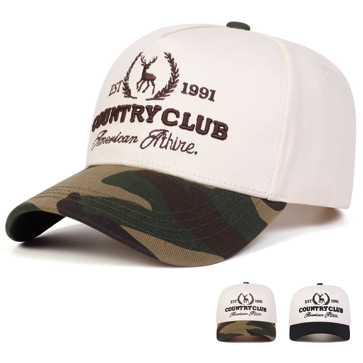 Unisex COUNTRY CLUB Baseballkappen mit Buchstabenstickerei, Frühling und Herbst, für den Außenbereich, verstellbare Freizeithüte, Sonnenschutzhut, Sportkappe