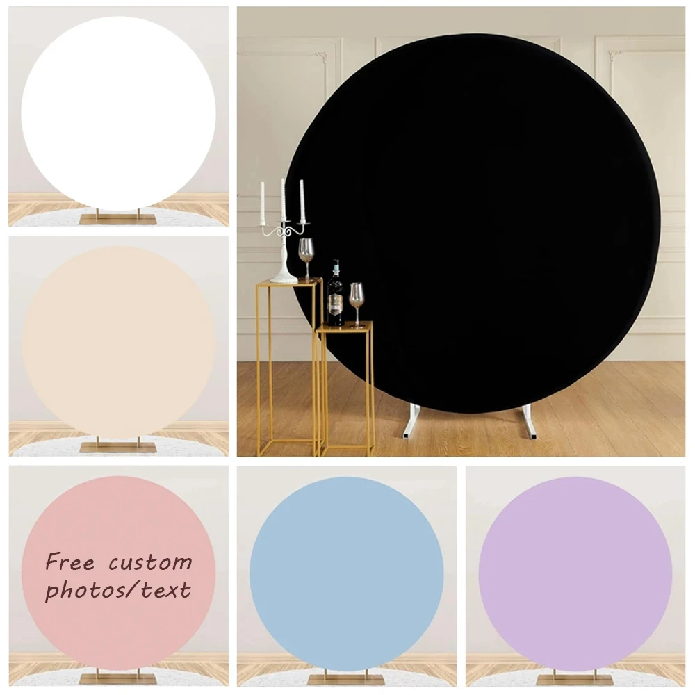 Black Round Backdrop Cover Custom Solid Color Circle Photography Background for Wedding Birthday Party Baby Shower Photo Props