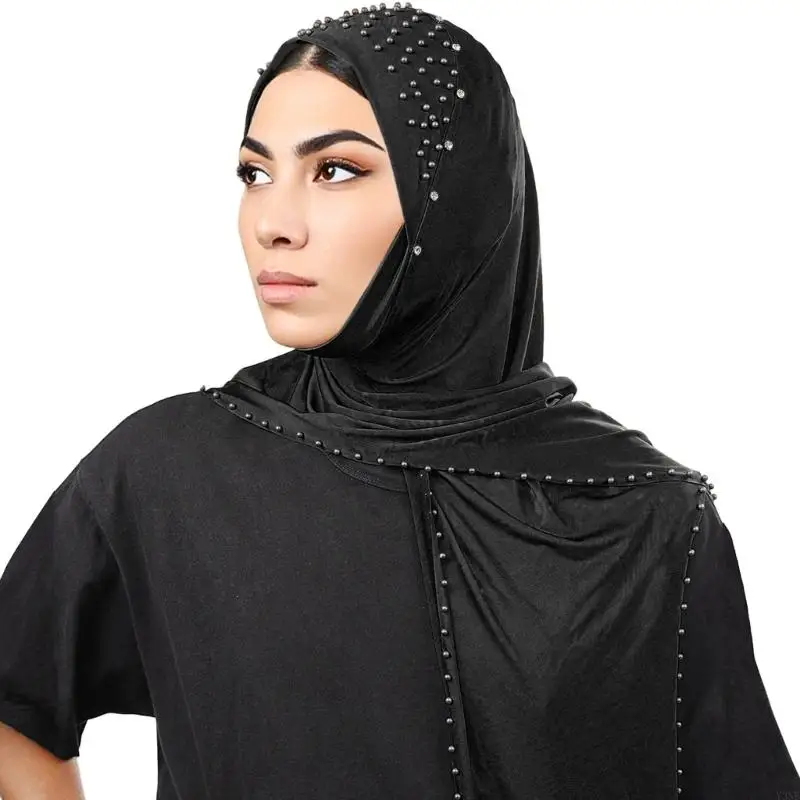 Y3NE Thiết thực Dễ dàng Chăm sóc Mũ trùm khăn Turban tiết đính cườm Thích hợp cho sự kiện vũ hội có phong cách sống bận rộn