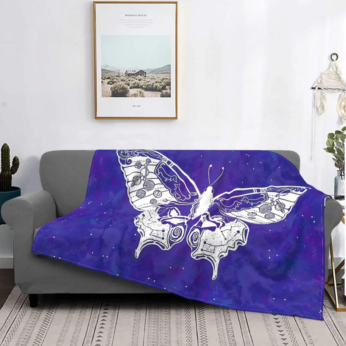 Hannibal Blanket Fleece Flannel Breathable Lightweight Thin SPACEDOGS Butterfly Blue Throw Blankets For Car Plush Thin Quilt