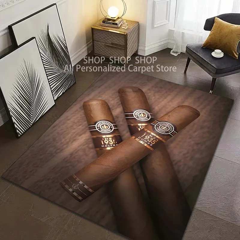 1PC Cigarettes and Cigars Pattern Carpet for Living Room Bedroom Sofa Home Decor Non-slip Floor Mat Large Size