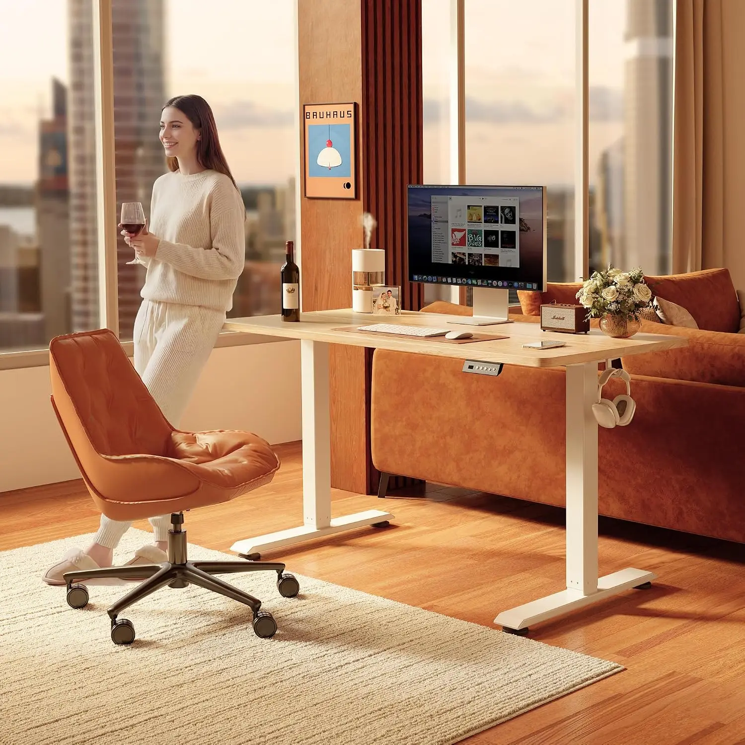 Brand new Standing Desk 48 x 24 Inch Electric Height Adjustable, Maple