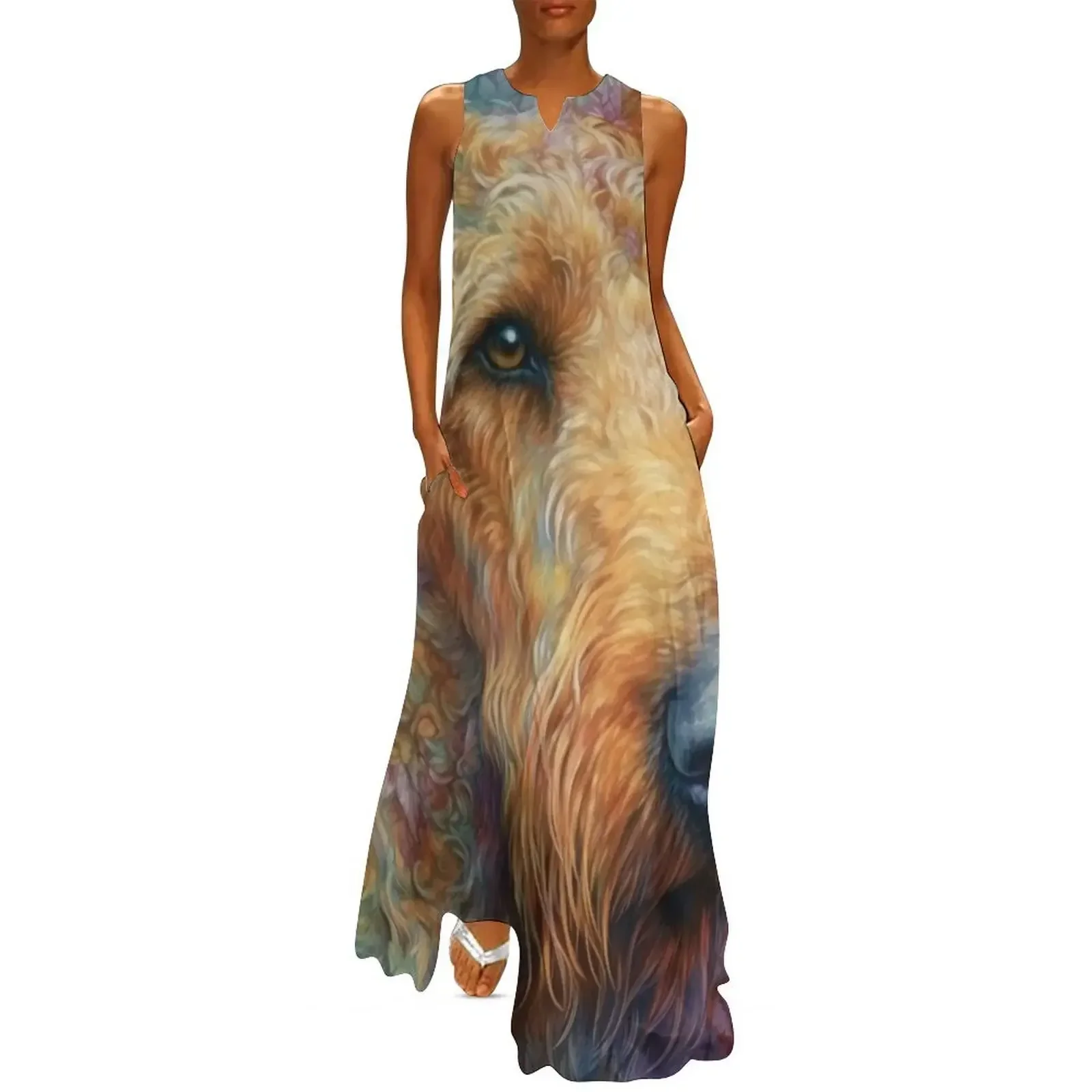 

Floral Airedale Terrier Dog Pop Art 6 Long Dress women party dresses women's dresses luxury Dress