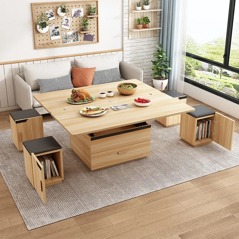 

Многофункциональный журнальный столик-трансформер для небольших квартир в скандинавском стиле, раскладной, с функцией тумбы под телевизор