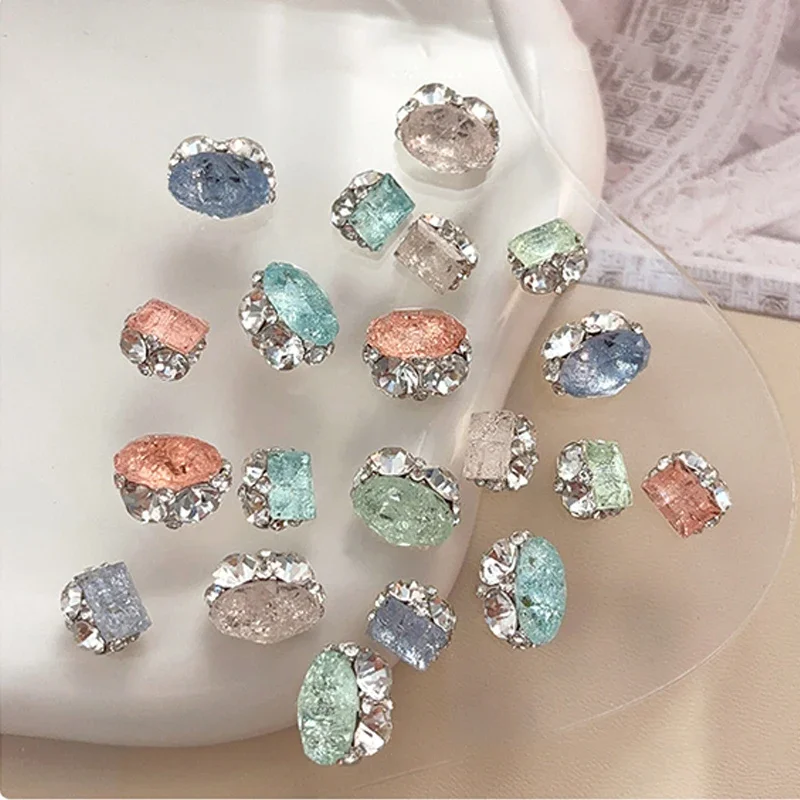 2 قطعة مكدسة عروق الجليد كريستال ثلاثية الأبعاد مسمار الفن فقاعة حجر الراين كومة السحر اكسسوارات للصيف الأظافر لوازم الديكور أداة