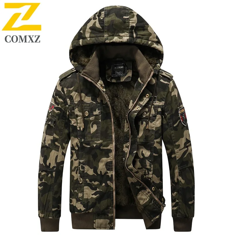 

COMXZ Men Casual Jacket Camouflage Print Cotton Regular Long Sleeve Urban Fashion Hooded Collar Coat lightweight windbreaker