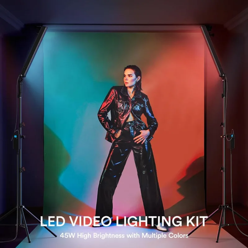 LED Photography Lighting Kit, LED Light Photography Studio, Continuous Fill Light (45W, 2700K-6500K, 97CRI, 78 Inch Stand)