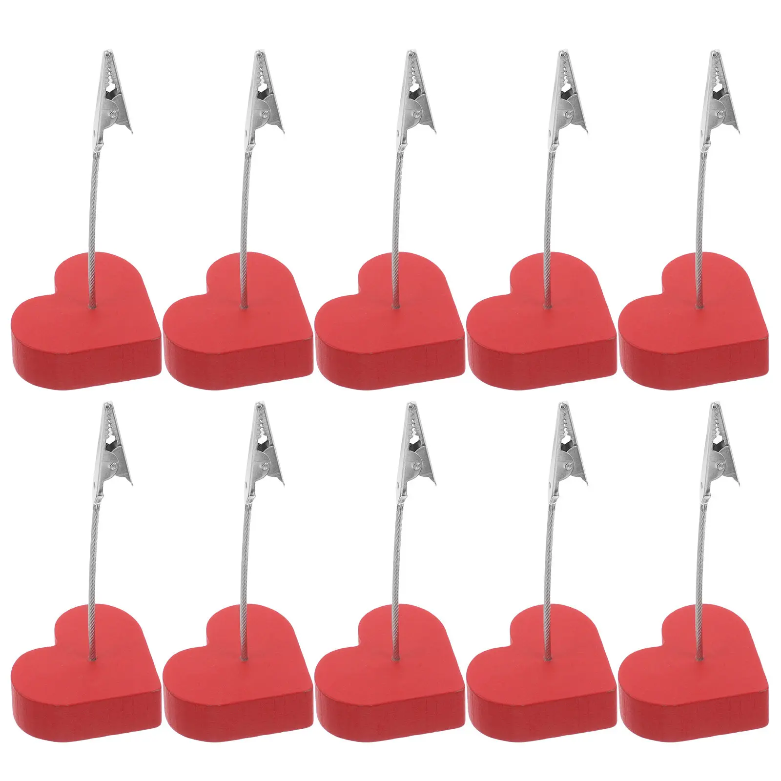 10Pcs Valentine's Day Photo Clip Holders Elegant Table Number Card Holders Alligator Clip Memo Note Clamp Wood Base Home Decor