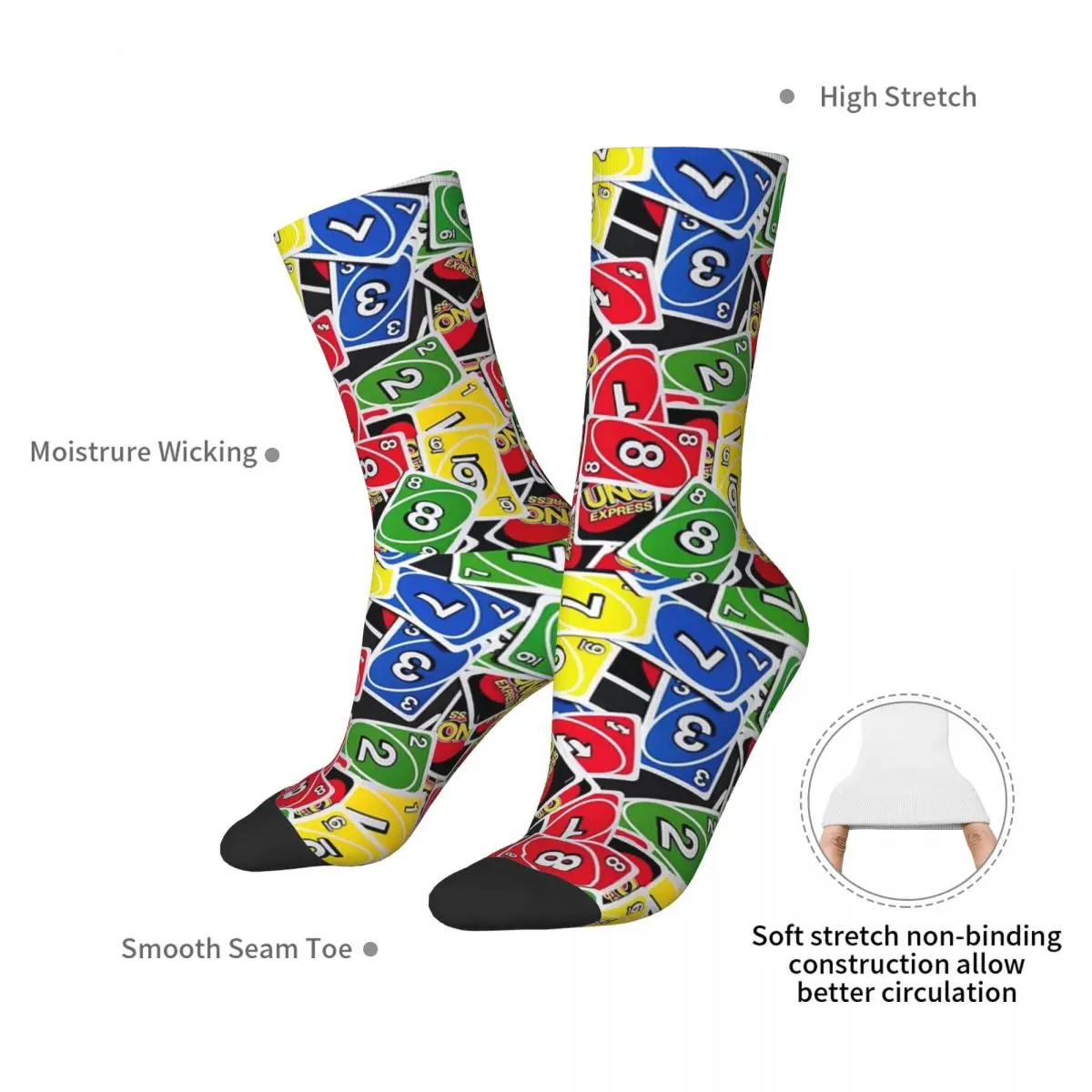 Uno Playing Cards Express - Pattern Socks Harajuku Super Soft Stockings All Season Long Socks Accessories for Unisex Gifts