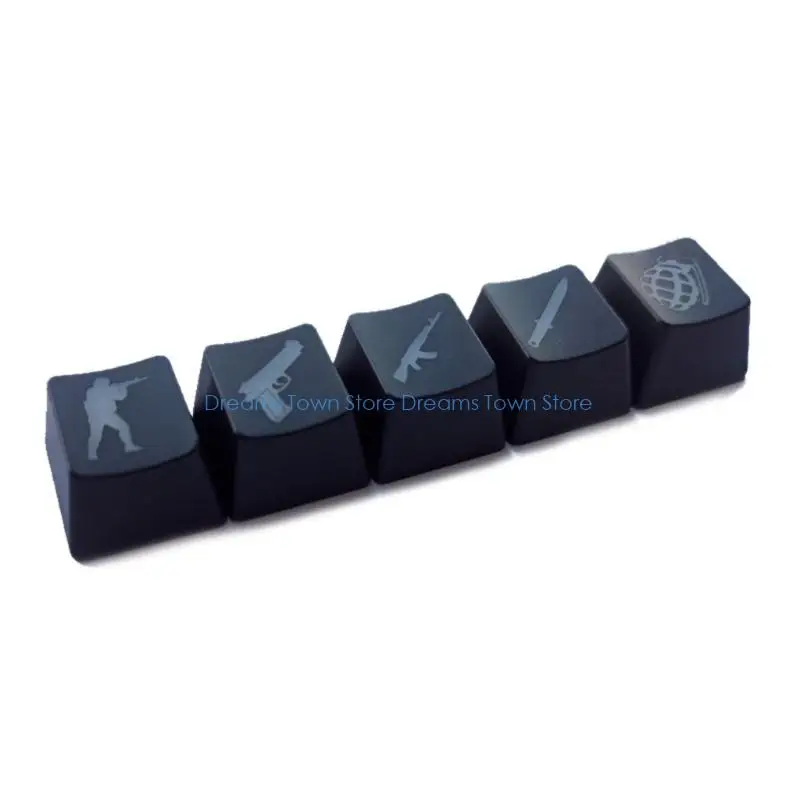 HX6A Mechanical Keyboard Keycaps 5 Keys Durable Backlighting Keycaps for Cherry MX