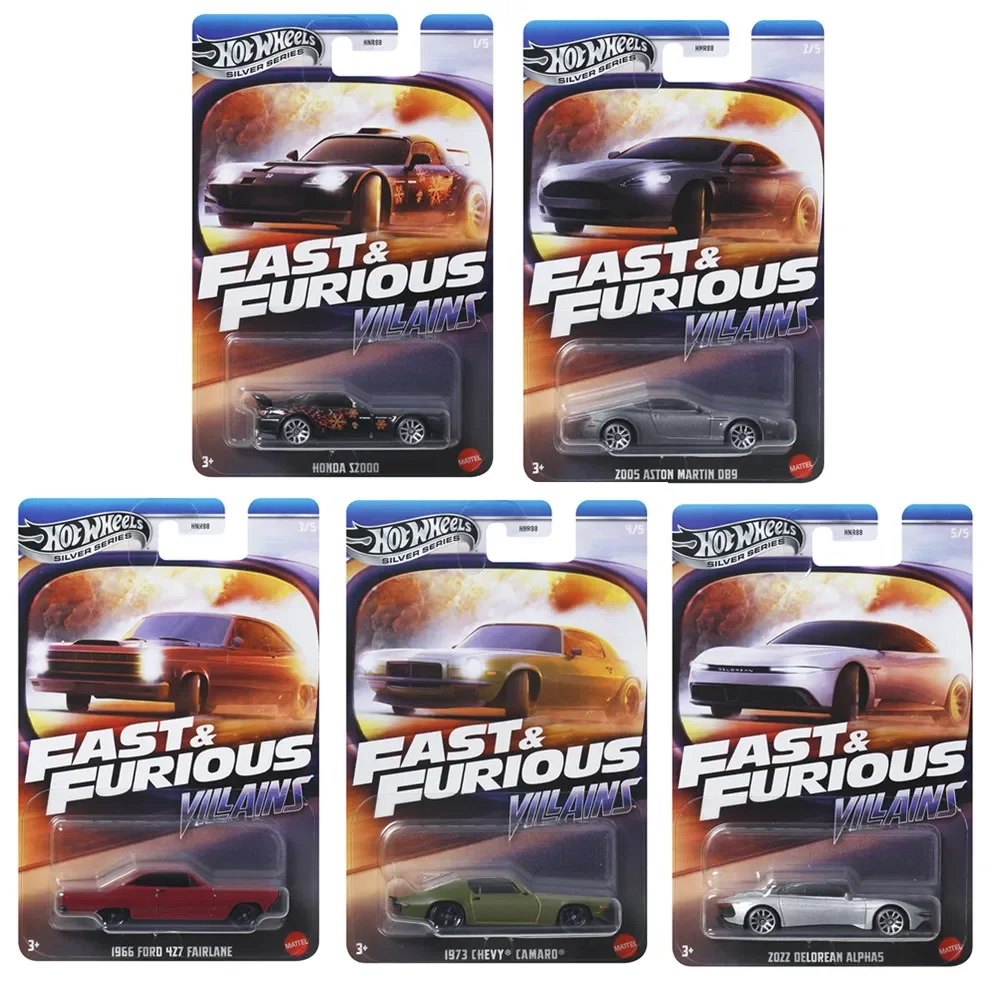 Hot Wheels Silver Car Fast & Furious Villains Themed Asst 2025 Mix 2 HNR88 J 1/64 Diecast Vehicle Model Cars Toys Boys