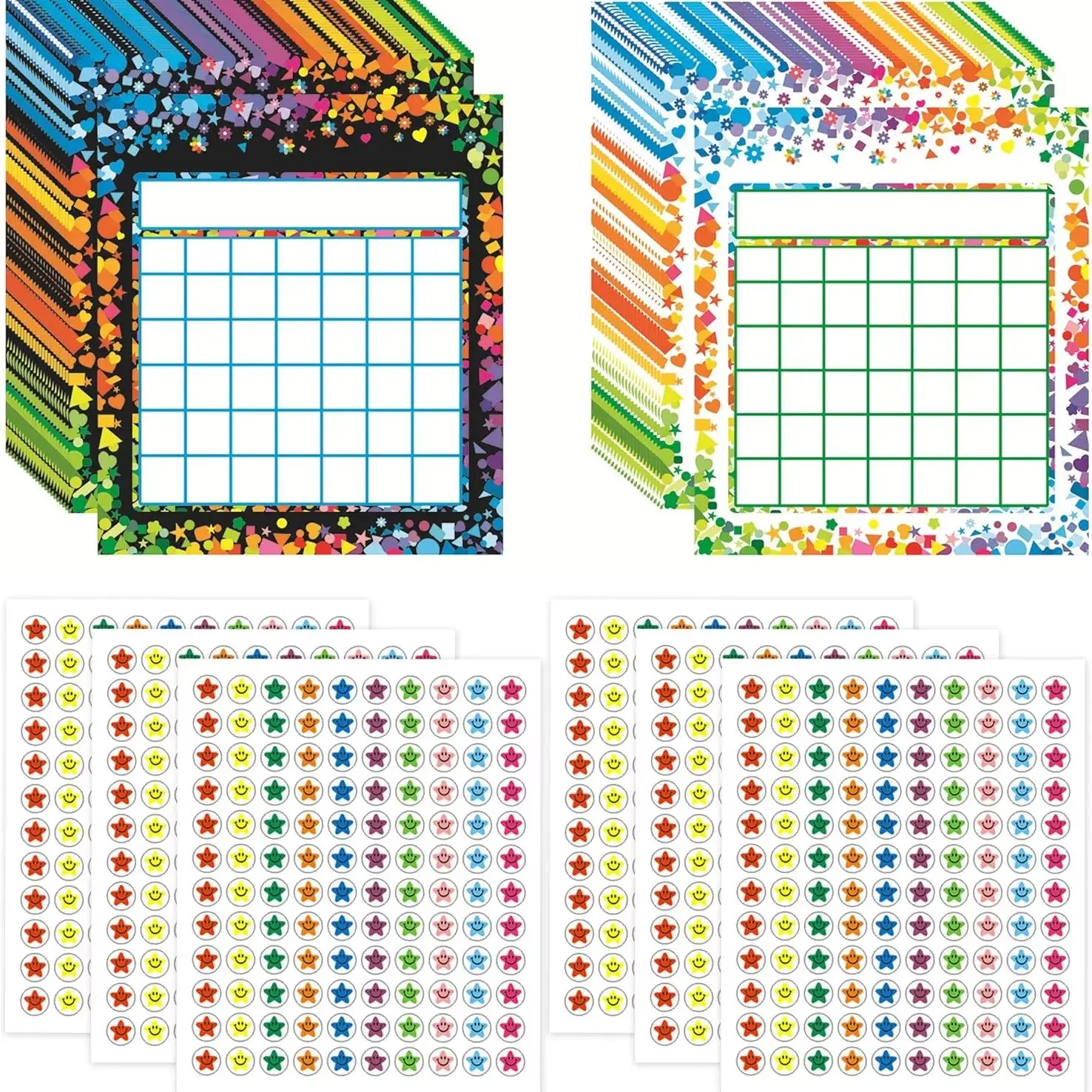 

100 Pack Kids Preschool Behavior Reward Chart with 2400 Star Stickers Teacher School Office Supplies Incentive Chart