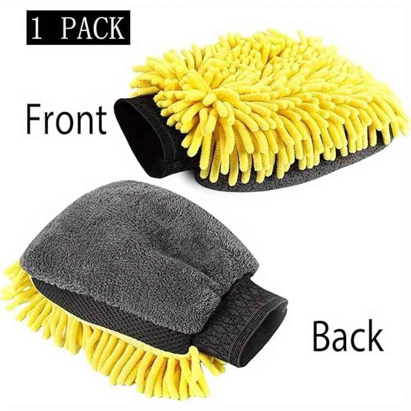 Car Care Double Sided Gloves Waterproof Car Wash Microfiber Gloves Long Hair Thickened Car Cleaning Gloves Wax Detail Brush