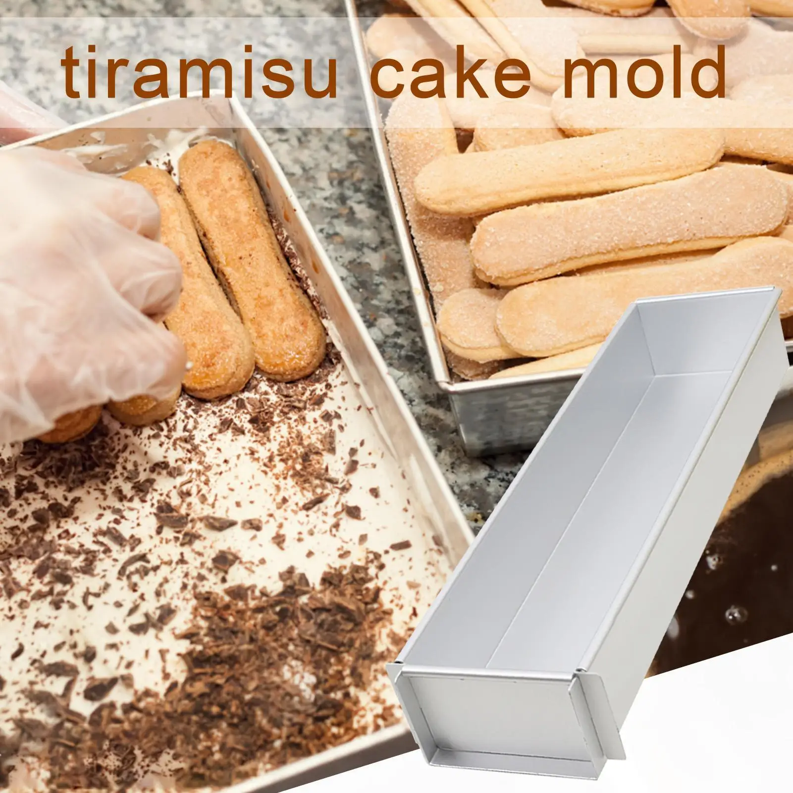 

Rectangle Cake Mold Aluminum Alloy Nonstick Tiramisu Baking Tray Sheet Pan with Removable Side Panel Kitchen Utensils