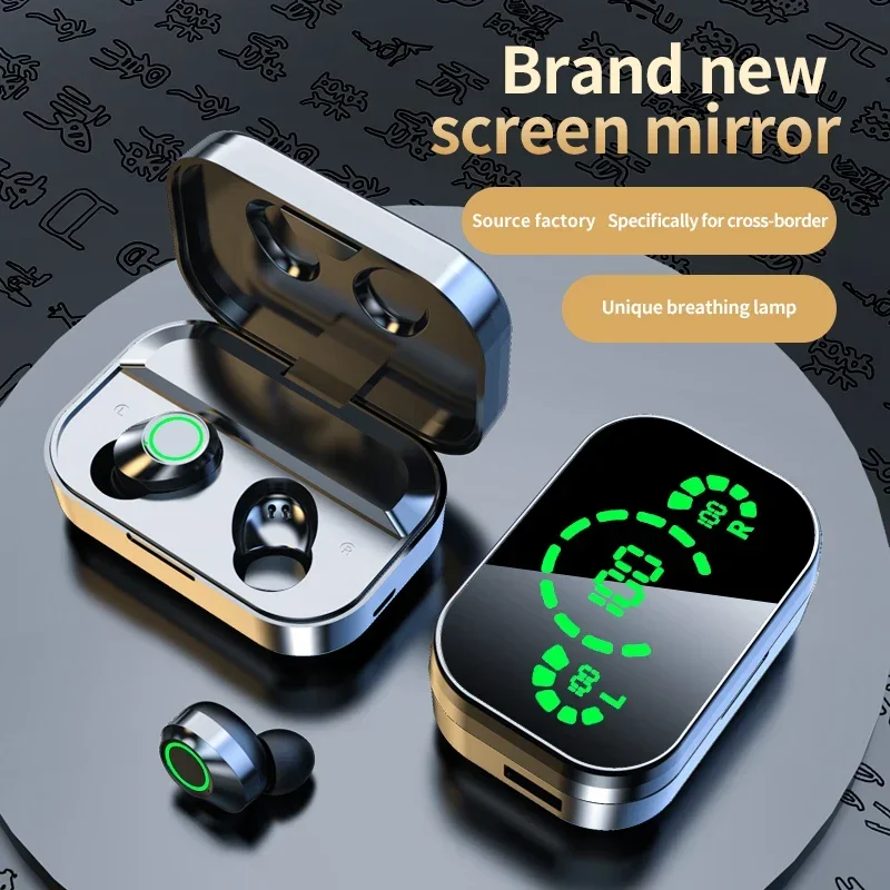 Long Battery Life Earphones Bluetooth Wireless Headphones YD03 Mirror Storage Box Handfree Blutooth Handsfree Earphone Phone