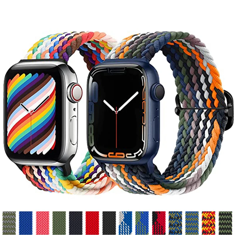 Braided Solo Loop For Apple watch band 49mm 45mm 41mm 44mm 40mm 38mm 42mm Nylon Adjustable Elastic for iWatch Ultra 8 7 6 5 3 SE