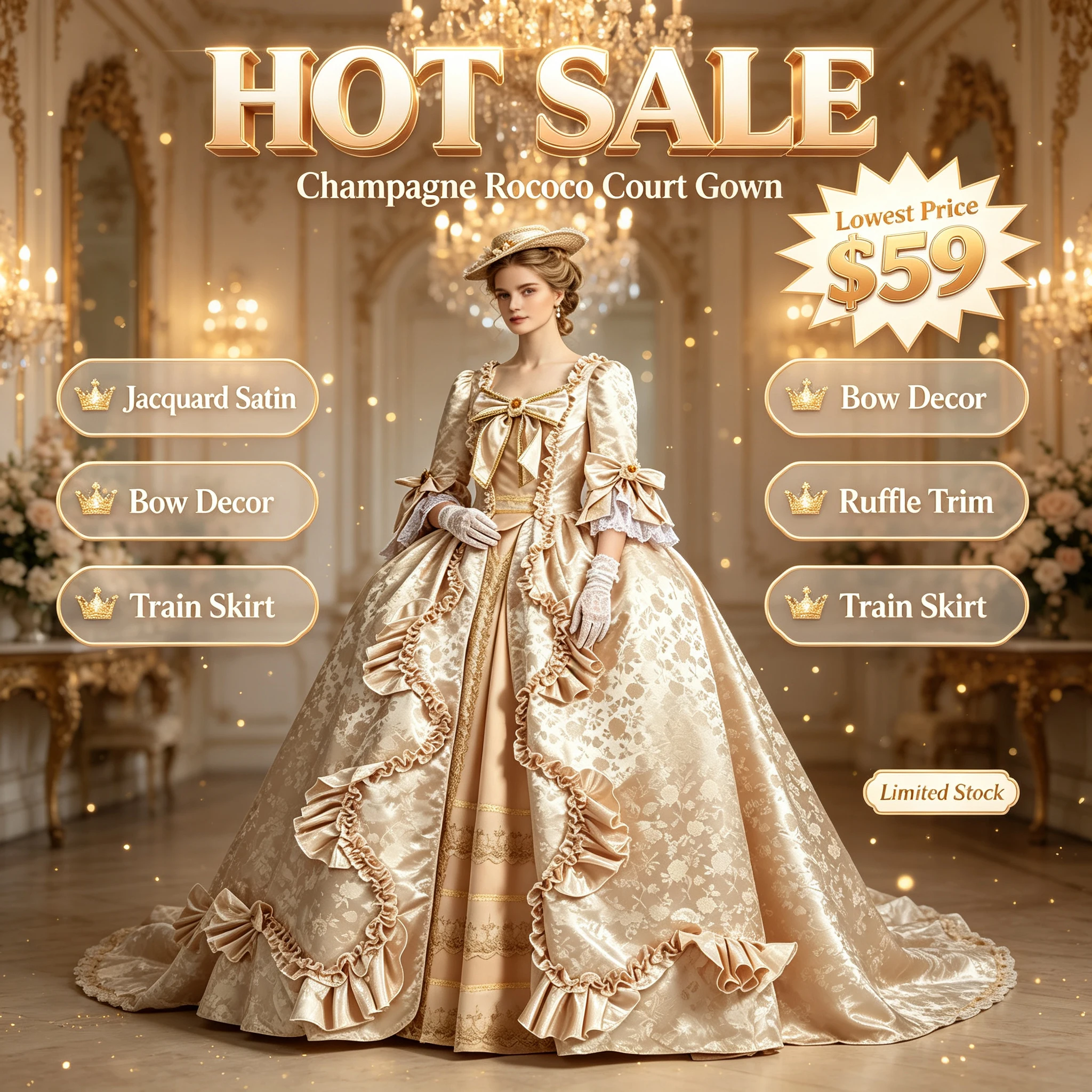 Marie Antoinette Viktorianisches Rokoko-Ballkleid Hochzeitskleid Damen Schnürkorsett Brautkleid für Hochzeitsfeier