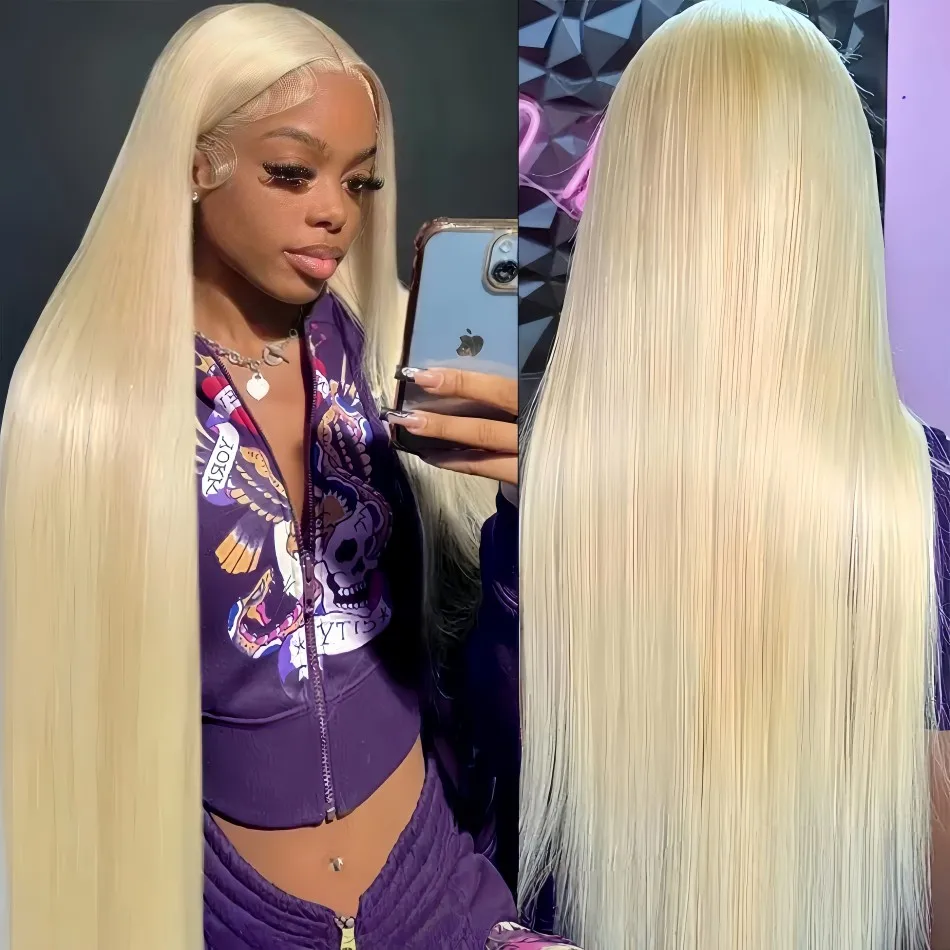 Straight Human Hair Wigs 613 Blonde 13X6 Hd Lace Frontal Wig 220 Density