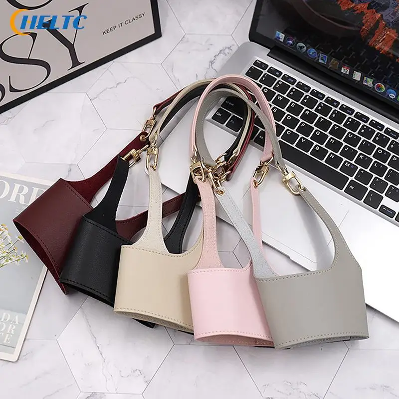 Leather Cup Cover Pouch Portable Water Bottle Sleeve Bag Leather Carrying Strap Insulating Cups Milk Tea Coffee Cups Accessories image 4