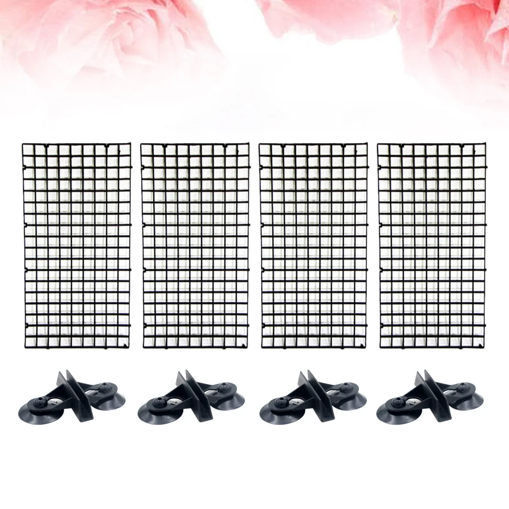 

1 Set Aquarium Isolation Panel Lattice Plate Can Be Spliced Aquarium Supplies (Black 30x15cm 4pcs + Black Suction Cup 4pcs)