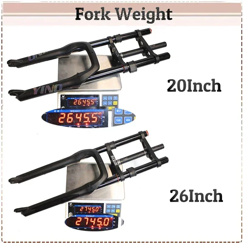 BUCKLOS Snow Bike Rim Suspension Fork 20/26 Inch Double Shoulder Suspension Fat Tire Fork Quick Release QR MTB Bicycle Fork