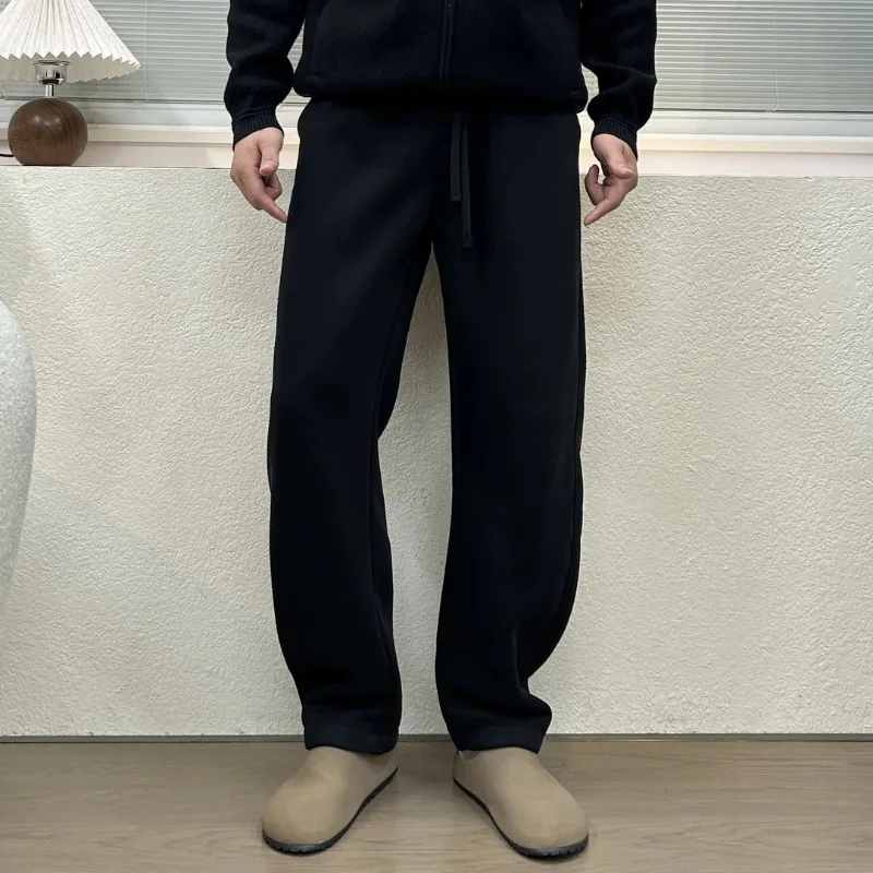 الخريف والشتاء السراويل الرجالية العصرية بلون السراويل عارضة فضفاضة سميكة مستقيمة الساق السراويل الرياضية متعددة الاستخدامات #2