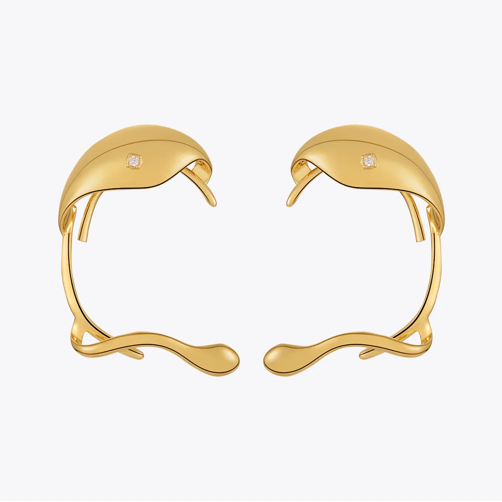 

Irregular Clip On Earrings For Women Fashion Jewelry Party Gold Color Ear Cuff 2022 Zircons Pendientes Mujer E221386