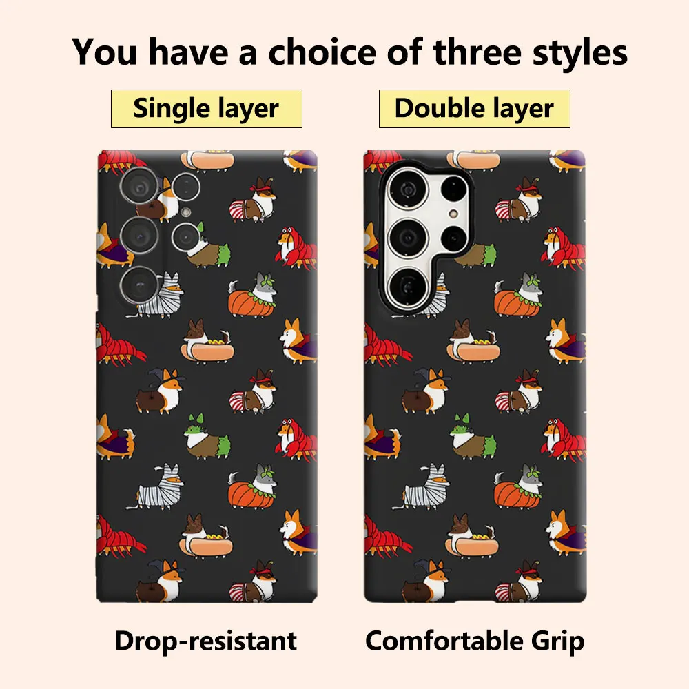 Halloween Corgi Print Luxury Fashion Full Lens Protective Case for Samsung Galaxy S26 S25 S24 A56 A36 Plus Ultra