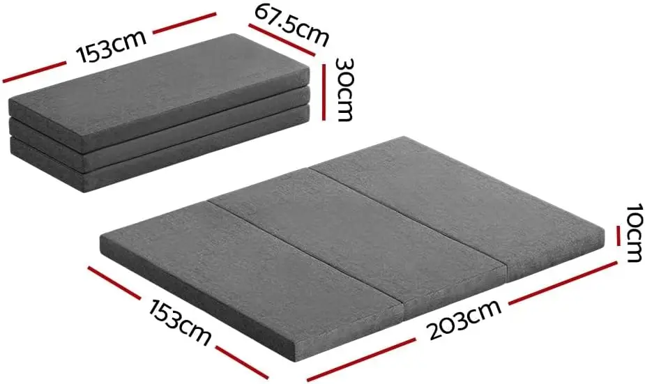 Foldable Mattress 203 x 153 x 10cm Folding Mattresses Floor Mat Cushion Covers Camping Portable Travel Sleeping, Sofa B