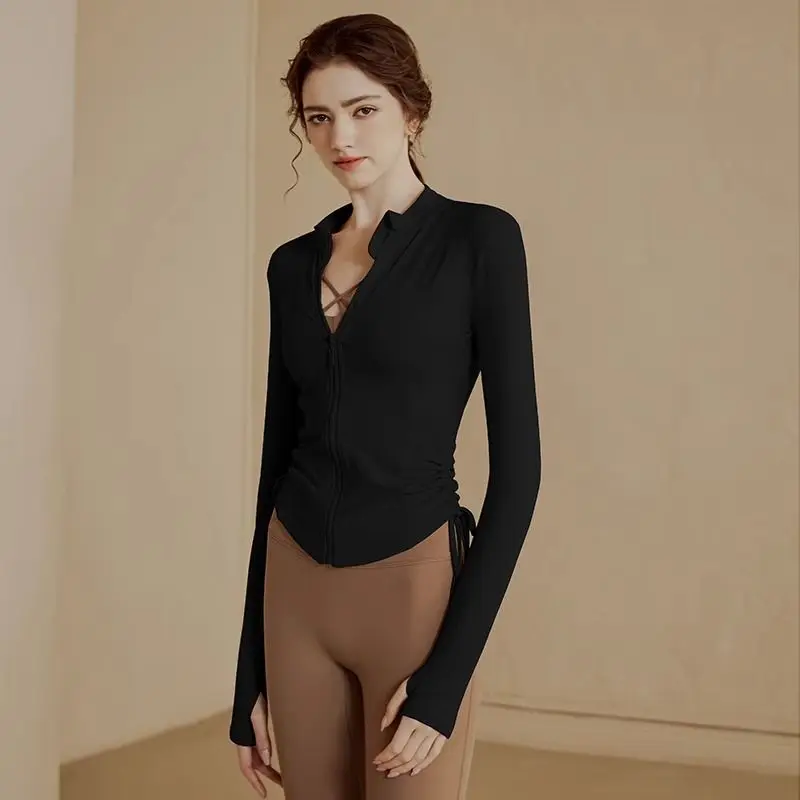 Giacca da yoga con cerniera stand up Top sportivo Vestibilità slim e dimagrante Tuta da fitness autunnale a maniche lunghe ad asciugatura rapida