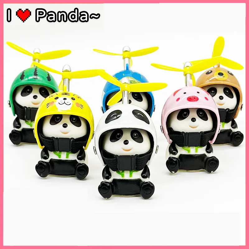 Car Broken Wind Rubber little Panda With Helmet Moto Accessories Small Yellow Duck Car Styling Accessories Car Interior Decor