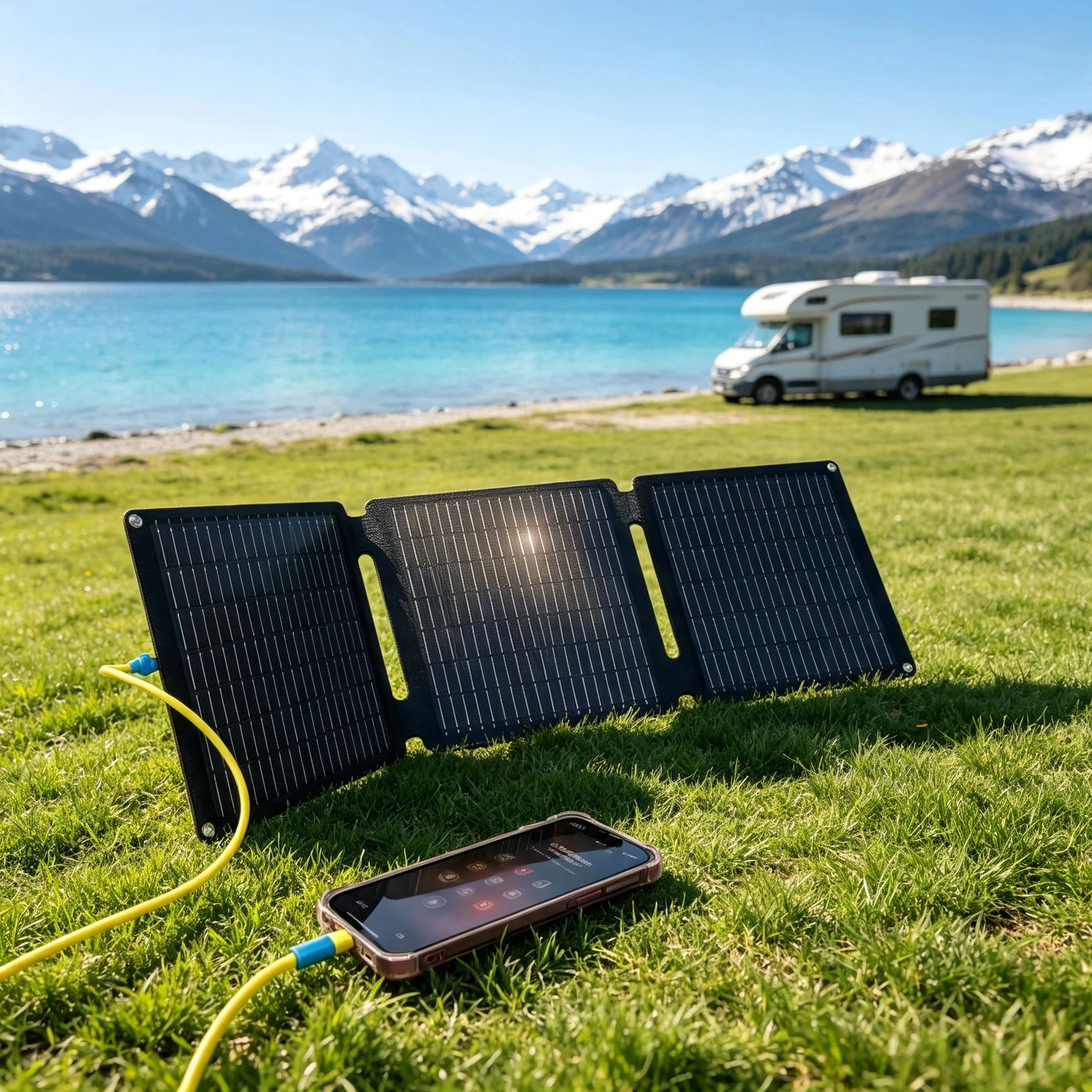 35W Faltbares Solarpanel mit 1 USB-Anschluss und 1 Typ-C-Anschluss, Tragbares Solarpanel, Wasserdicht, Schnelles Laden für 2 Geräte gleichzeitig, Für den Außeneinsatz, Handy