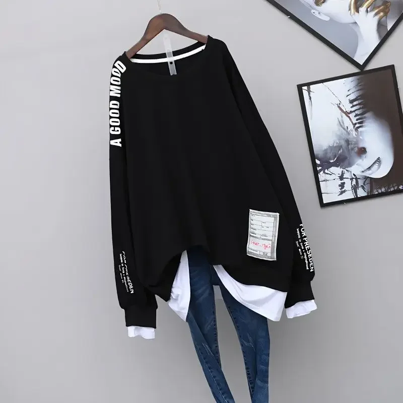 Baggy Female Top Loose Women's Sweatshirts Korean Pullovers Spring and Autumn On Promotion 90s Vintage Emo 2025 Trend Cheap Y2k