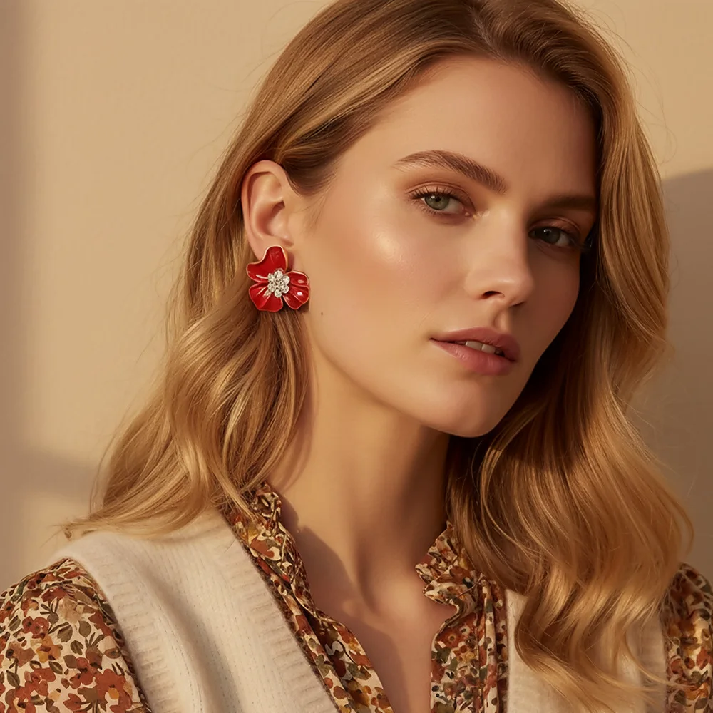 ZAA 2026 العصرية بالمينا زهرة إسقاط أقراط سباركلي حجر الراين رصع السحر امرأة بيان عطلة اكسسوارات الحفلات #2