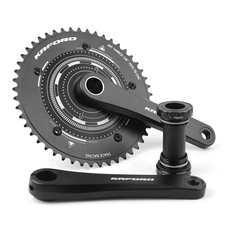 Kaforo Fixed Gear Fixie Bike Hollow Crankset 144 BCD 49T 170Mmm Track Cycling Crank and Chainwheel Single Speed Bicycle Parts