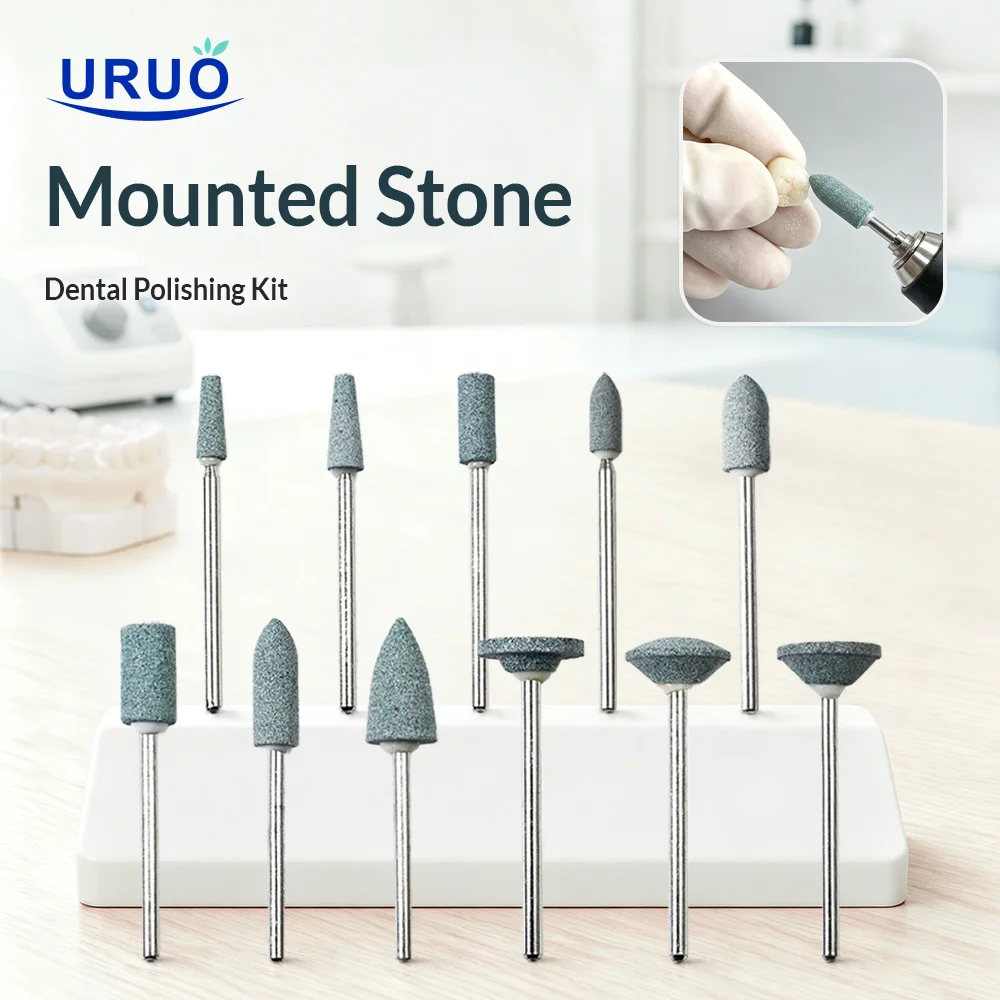 100pcs Dental Green Stones for Contour Ceraminc 2.35mm HP Mounted Stones Polishing Tools Medium Dentistry Grinding Materials