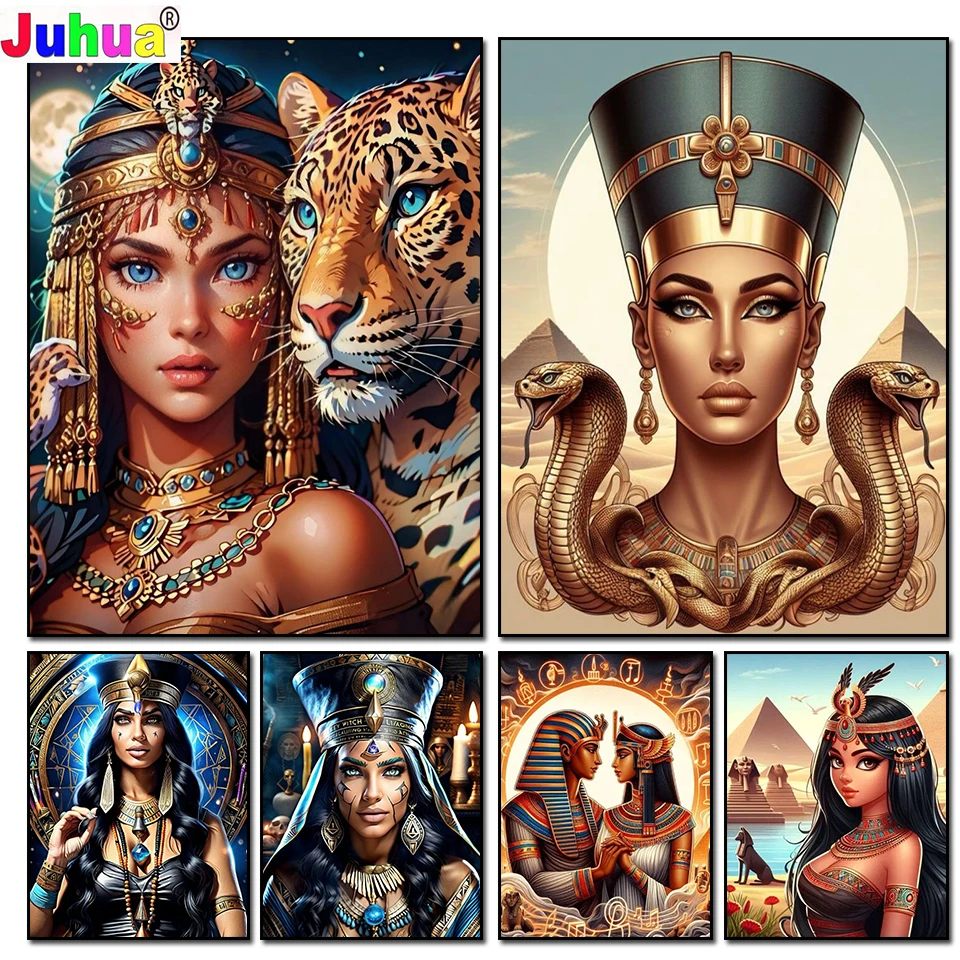 Egyptian magician Witch Diamond Painting 2024 Diy Jewel Cross Stitch,Full Square Round Diamond Mosaic Rhinestones Home Decor Art