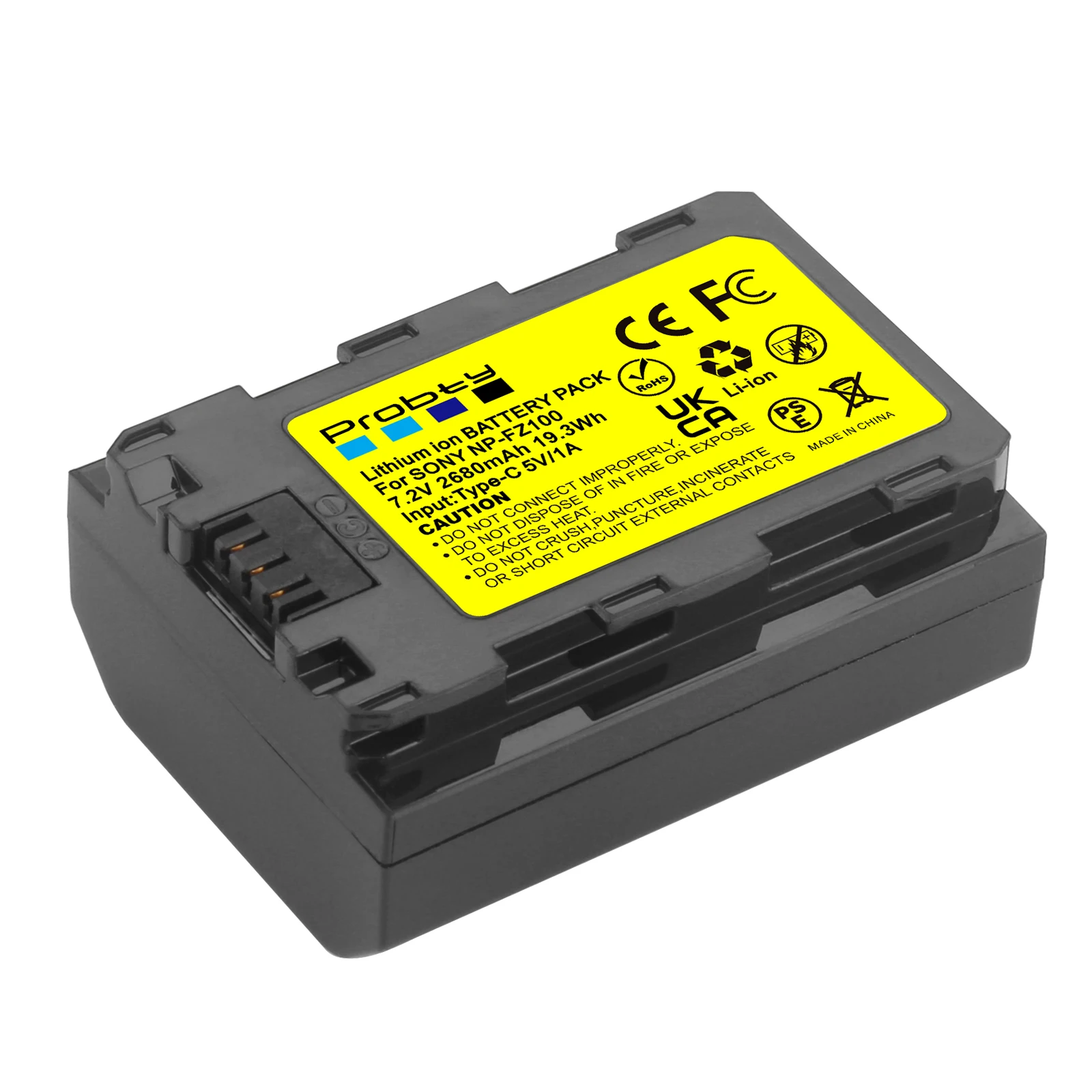 NP-FZ100 Rechargeable Battery with Type-C Charging Input for Sony Alpha 1, ZV-E1, FX3 FX30, a7C, a7S III, a6700, A7R III