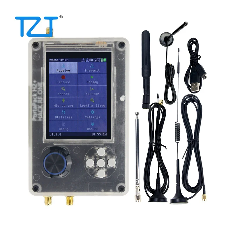 

TZT V1.9.1 HackRF One R9 + Upgraded PortaPack H2 3.2" LCD + Plastic Shell + 5 Antennas + USB Cable