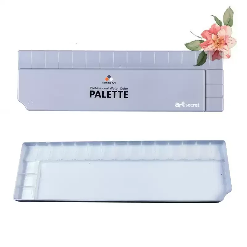 ArtSecret 13.98*4.21in Rectangle Table Color Palette 18 Wells Palette for Mixing Paint Art Tool Supply WCS-618