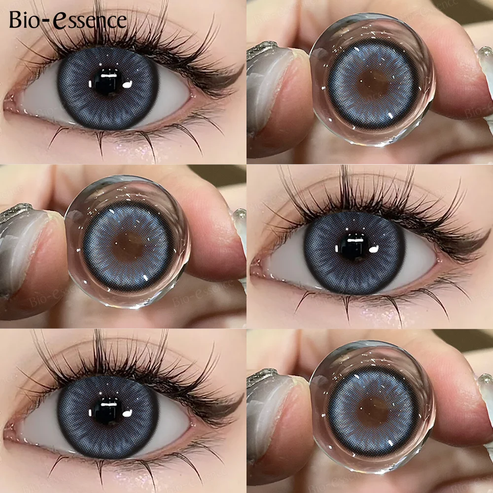Bio-essense 1 Pair Colored Contact Lenses with Prescription Comfortable Soft Lens Color Eyes Natural Multicolored Lenses Yearly
