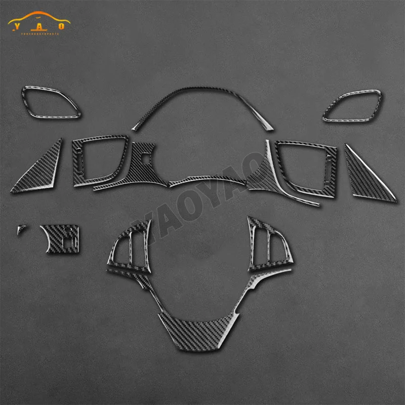 ملصق سيارة لشركة هيونداي جينيسيس كوبيه 2013-2016 ألياف الكربون عجلة القيادة لوحة أزرار مجموعة غطاء الكسوة اكسسوارات السيارات #3