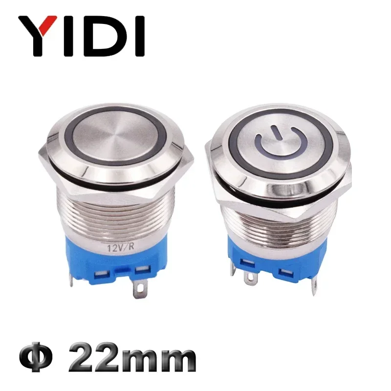 Customized 22mm Panel Mounted Metal Push Button Switch ON OFF 12V 220V Light 1NO1NC Spdt Latching Momentary Switch Dpdt 2NO2NC