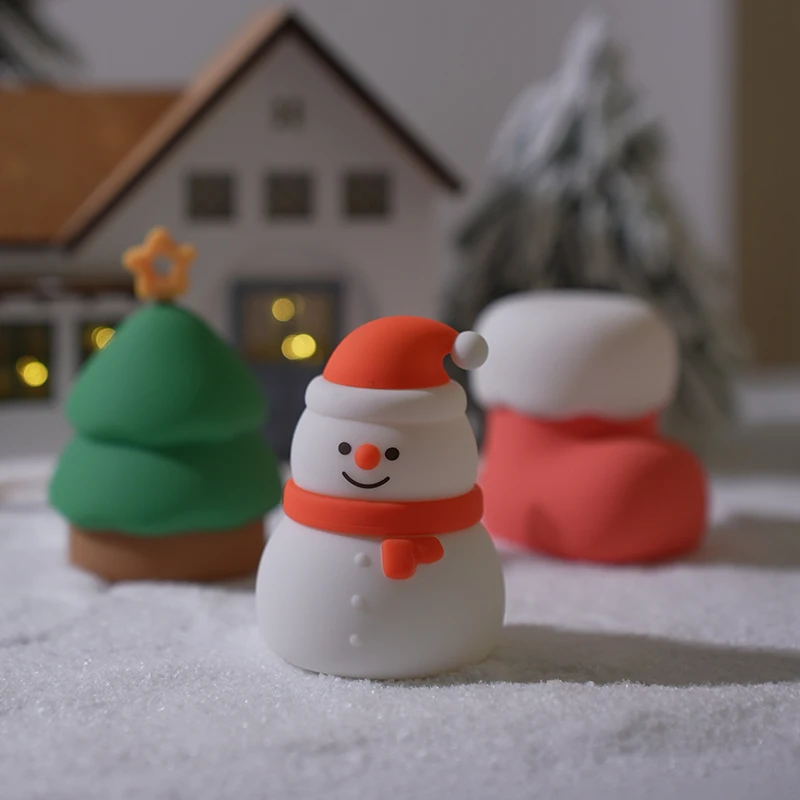 

Рождественский ночник в виде снеговика с управлением краном, 7-цветная меняющаяся светодиодная лампа для настроения для домашнего декора спальни, подарок для детей