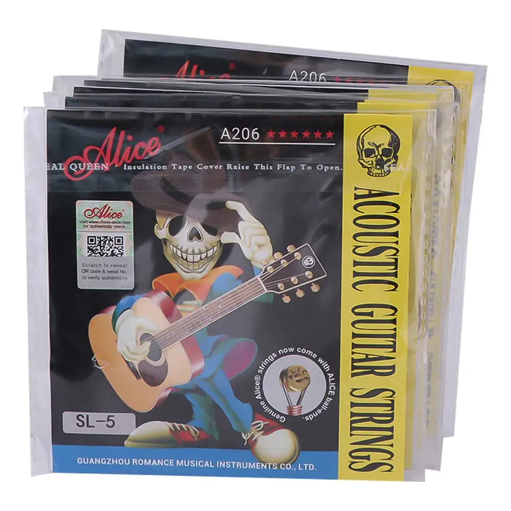 A206 Series Alice Guitar Strings 0.28mm Steel Acoustic Guitar Strings Bronze Full Smooth Guitar 6 Strings