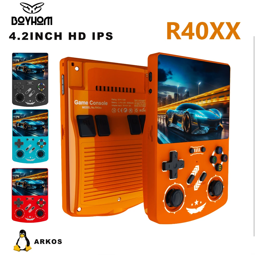 

BOYHOM R40XX Ретро портативная игровая консоль Linux 4,2-дюймовый IPS-экран 4000 мАч портативный карманный видеоплеер для рождественских подарков