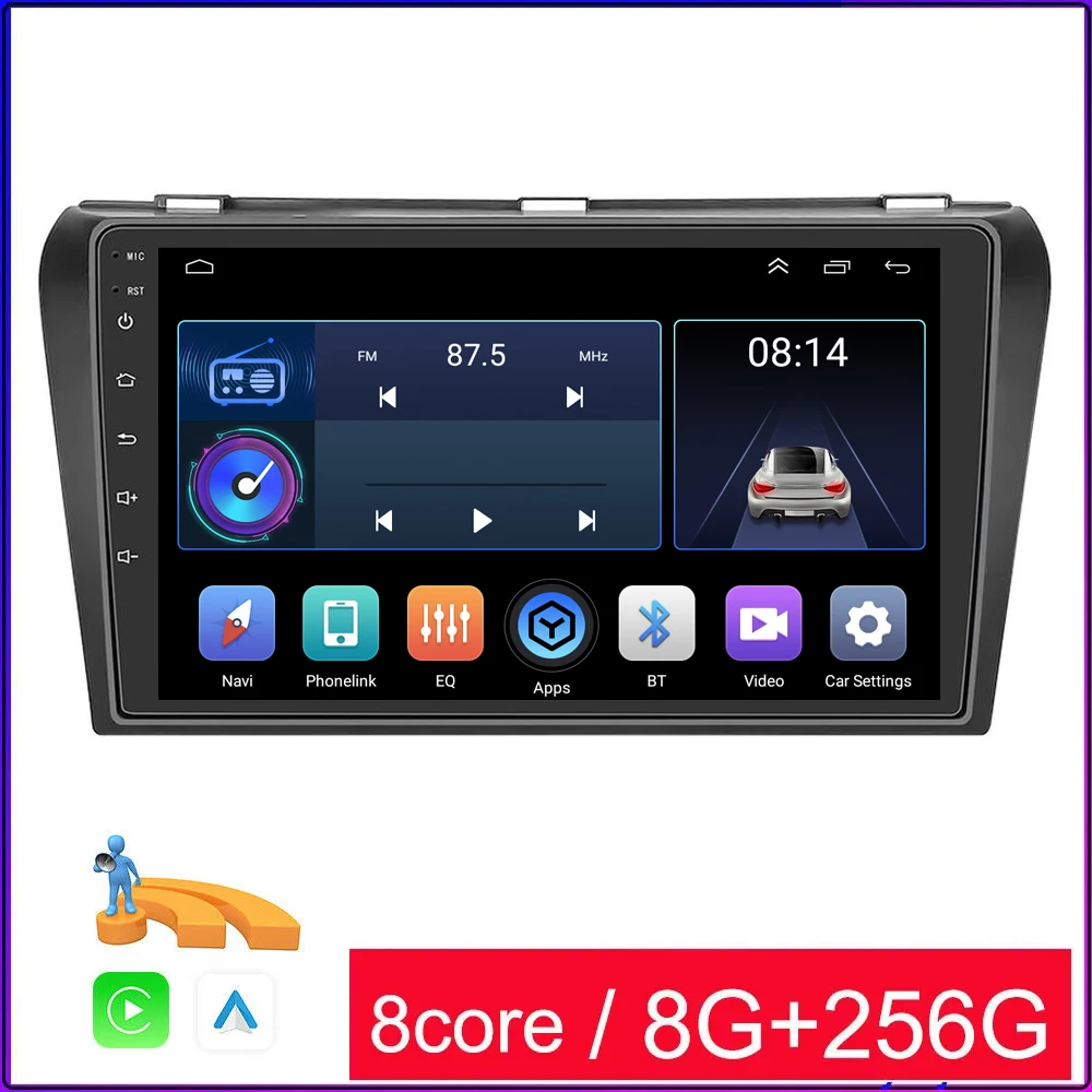 

Беспроводной CarPlay Android 14 радио для Mazda 3 2004 2005 2006 2007 2008 2009 GPS Навигация стерео DSP автомобильные интеллектуальные системы