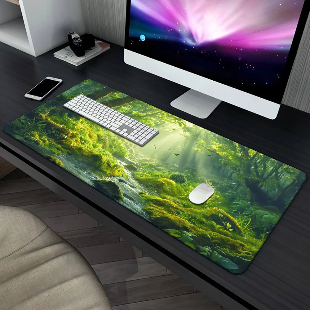 

1pc XXL Gaming Mouse Pad with Enchanting Forest Scene, HD Printed Desk Mat for Gamers and Office Use, Durable Rubber Base, Non-S