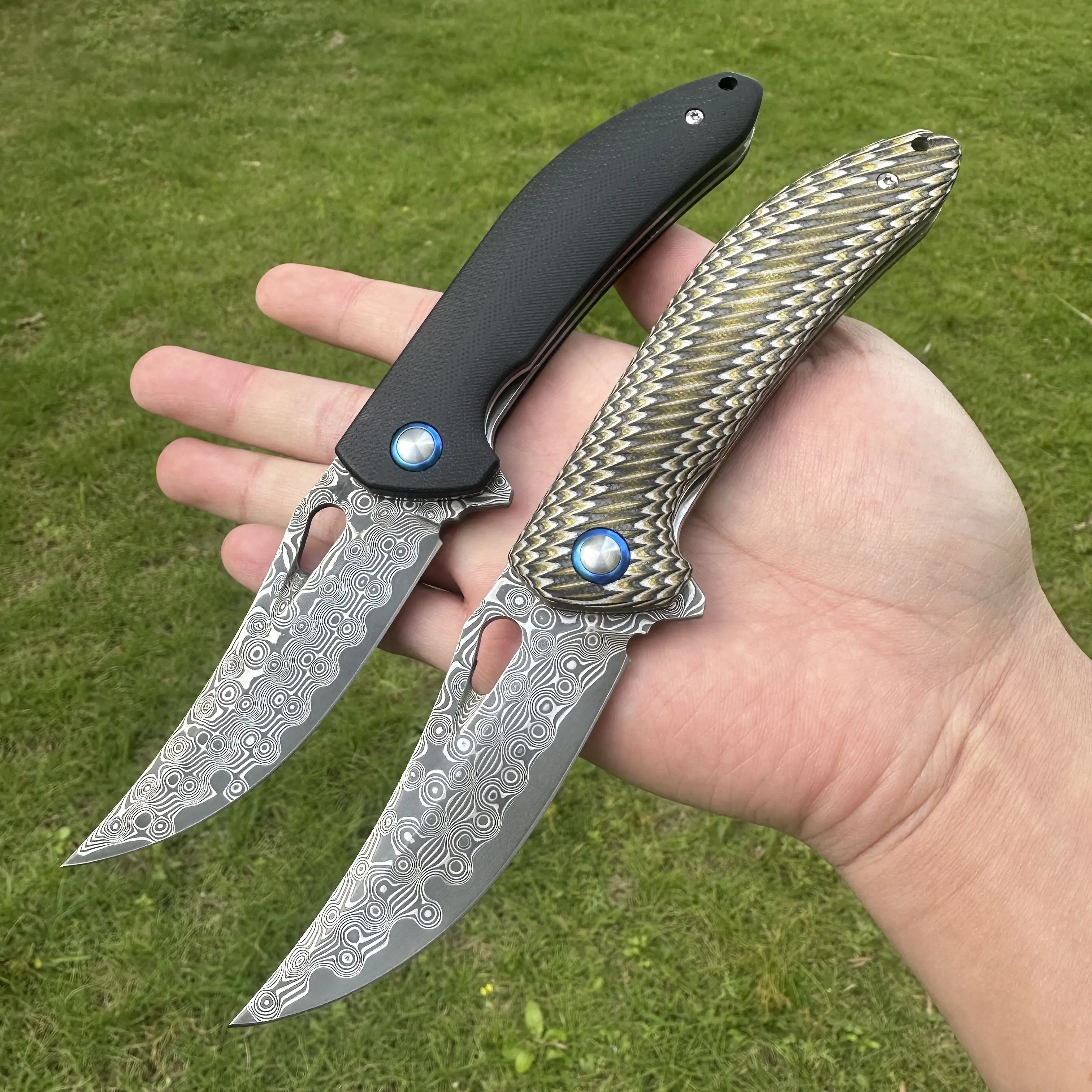 

Topwell Handmade TF1048 Choper Folding Knife VG10 Damascus Blade G10 Anti-slip Handle Ball Bearing System Camping EDC Men Gift