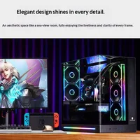 WJCOOLMAN AITO Plus ATX PC Case 9.16-inch Screen RGB Light Strip 360 Water Cooler Integrated Curved Glass Computer Case 4